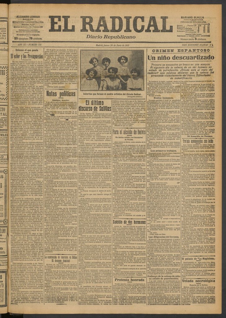 Miniatura de El Radical: diario republicano del 20 de junio de 1912