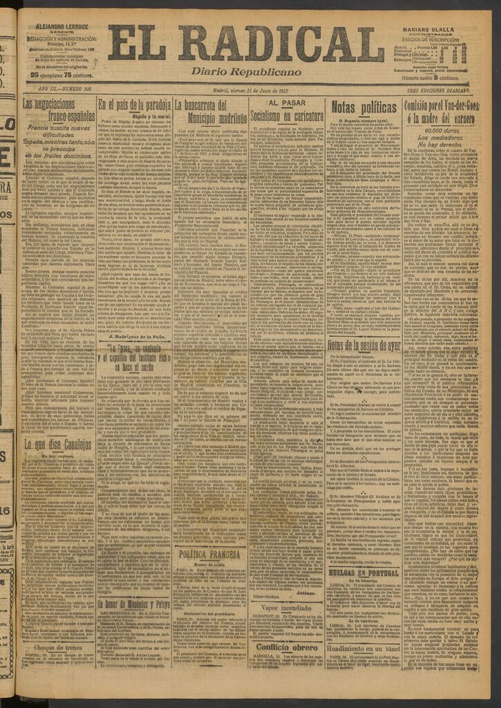 Miniatura de El Radical: diario republicano del 21 de junio de 1912
