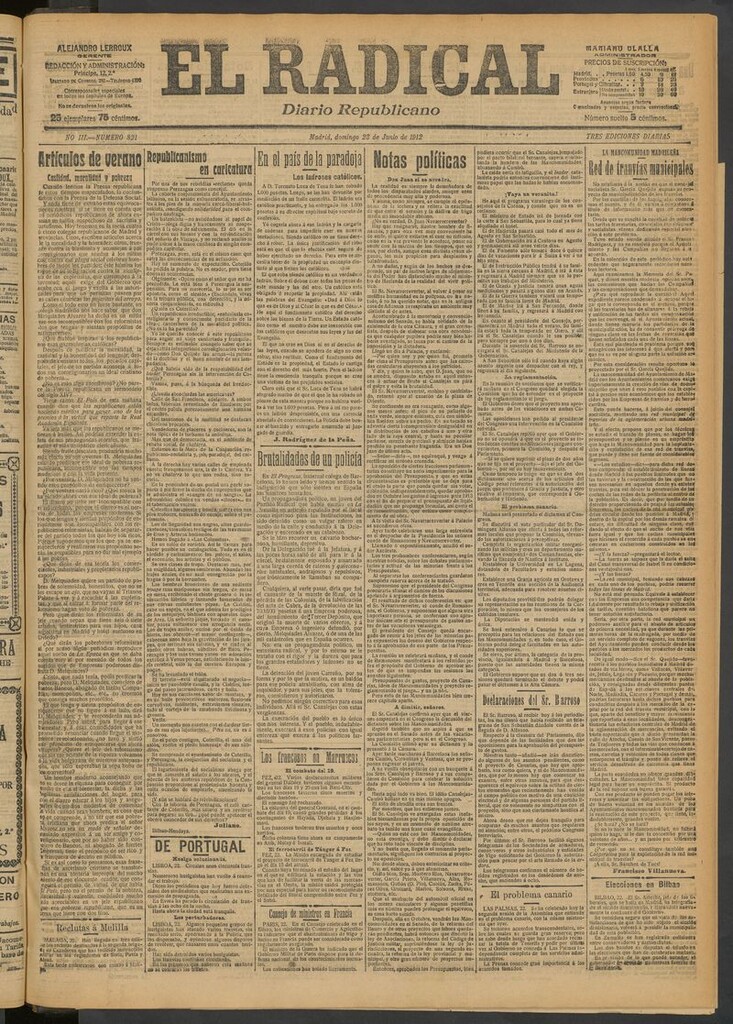 Miniatura de El Radical: diario republicano del 23 de junio de 1912