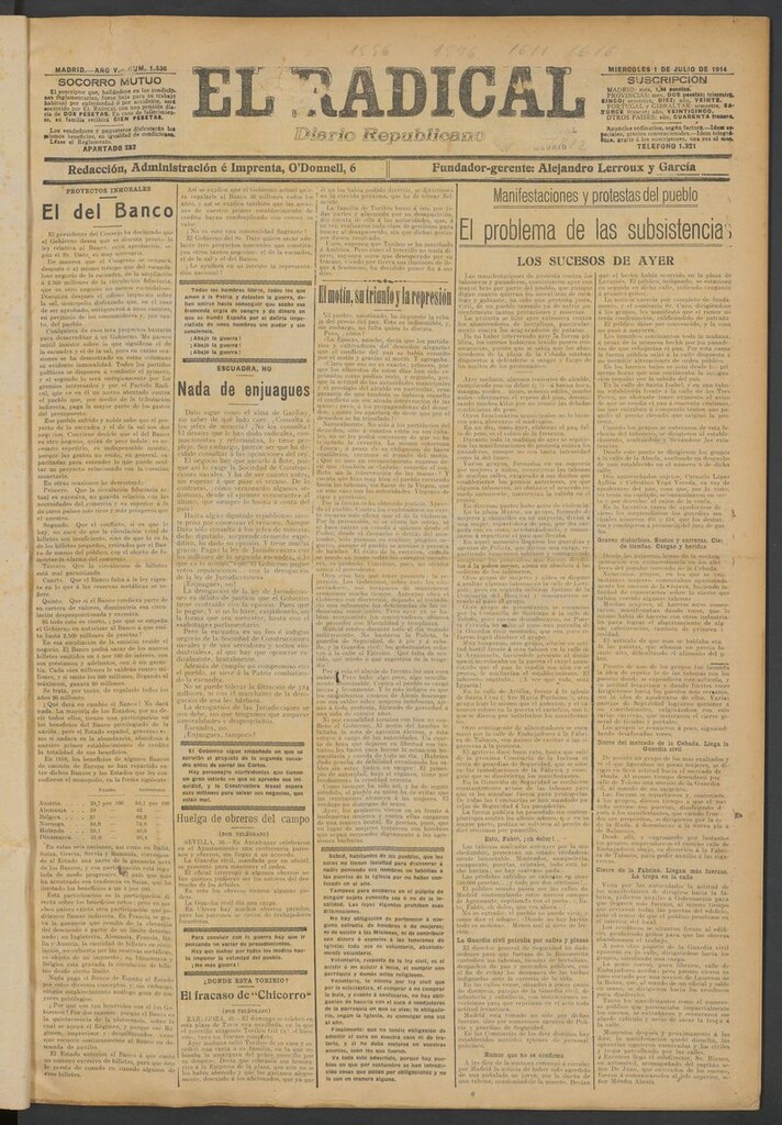 Miniatura de El Radical: diario republicano del 1 de julio de 1914