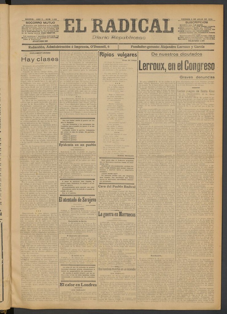 Miniatura de El Radical: diario republicano del 3 de julio de 1914