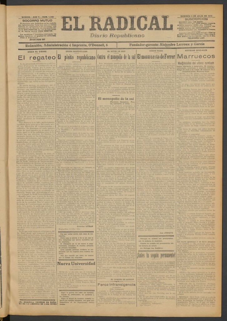 Miniatura de El Radical: diario republicano del 5 de julio de 1914