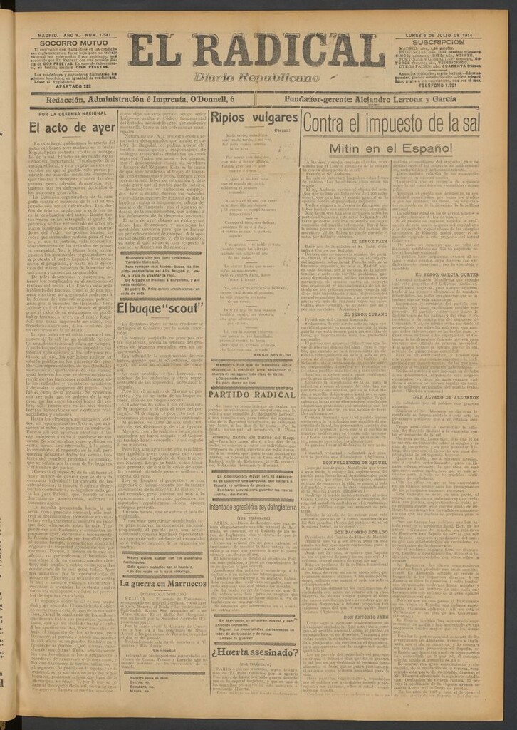 Miniatura de El Radical: diario republicano del 6 de julio de 1914
