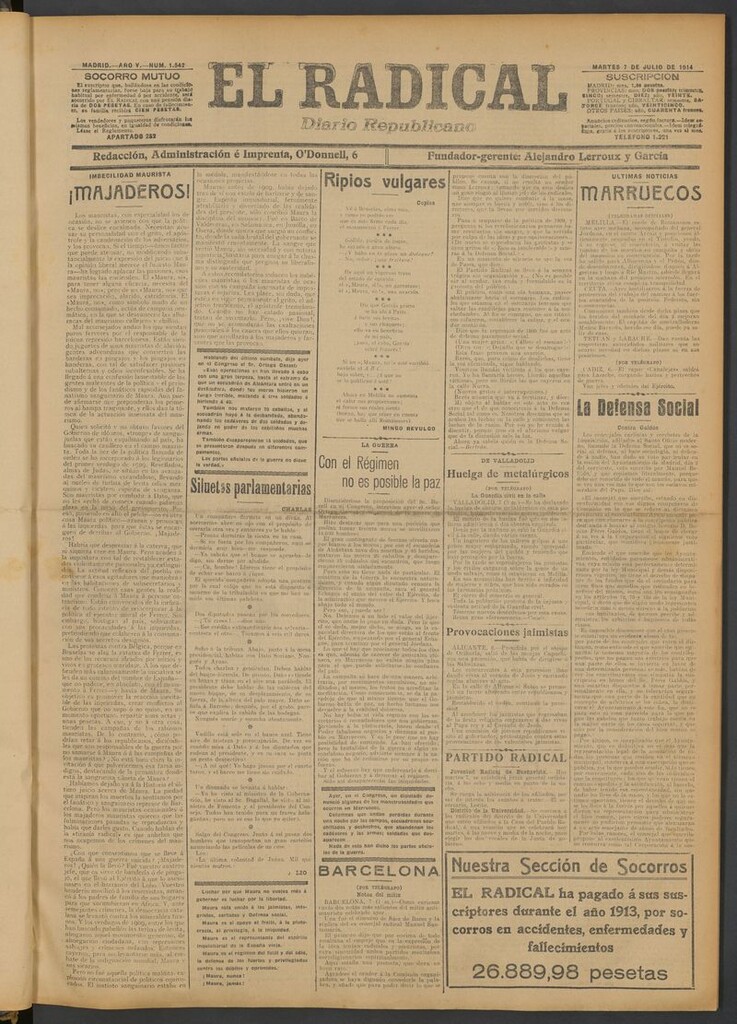 Miniatura de El Radical: diario republicano del 7 de julio de 1914