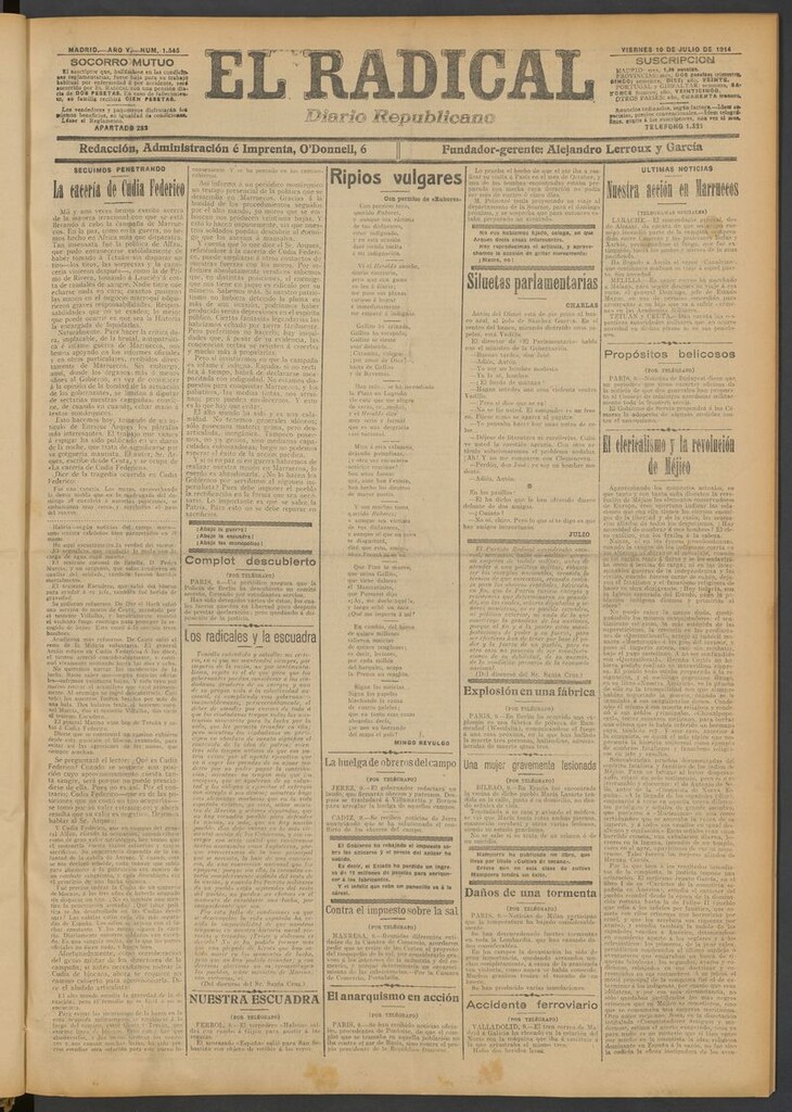Miniatura de El Radical: diario republicano del 10 de julio de 1914