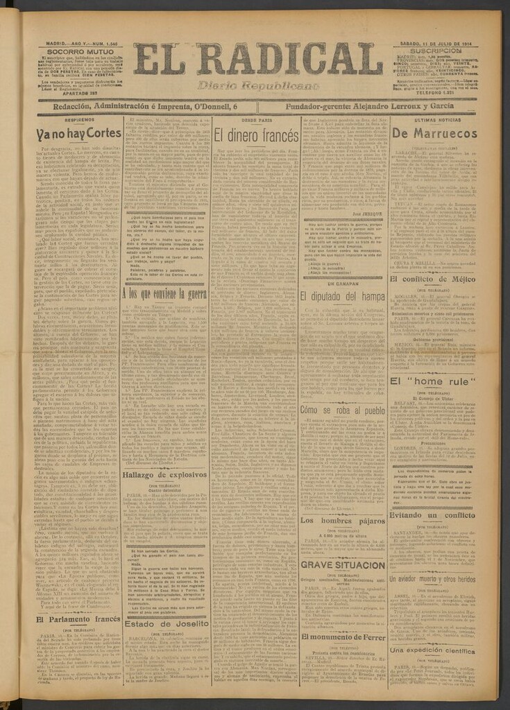 Miniatura de El Radical: diario republicano del 11 de julio de 1914