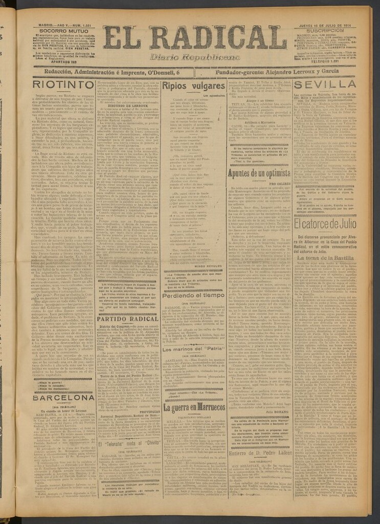 Miniatura de El Radical: diario republicano del 16 de julio de 1914