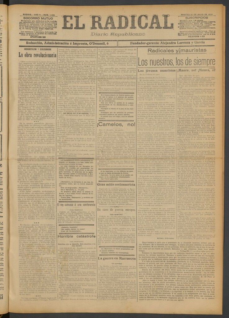 Miniatura de El Radical: diario republicano del 21 de julio de 1914