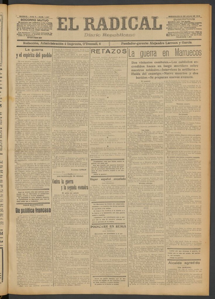 Miniatura de El Radical: diario republicano del 22 de julio de 1914