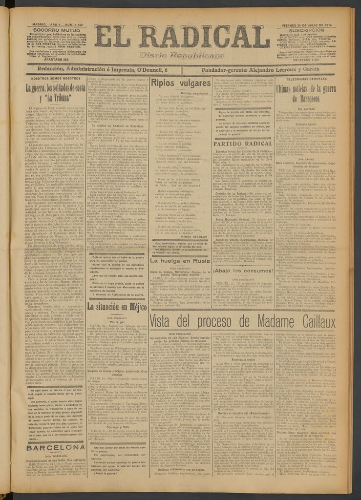 Miniatura de El Radical: diario republicano del 24 de julio de 1914