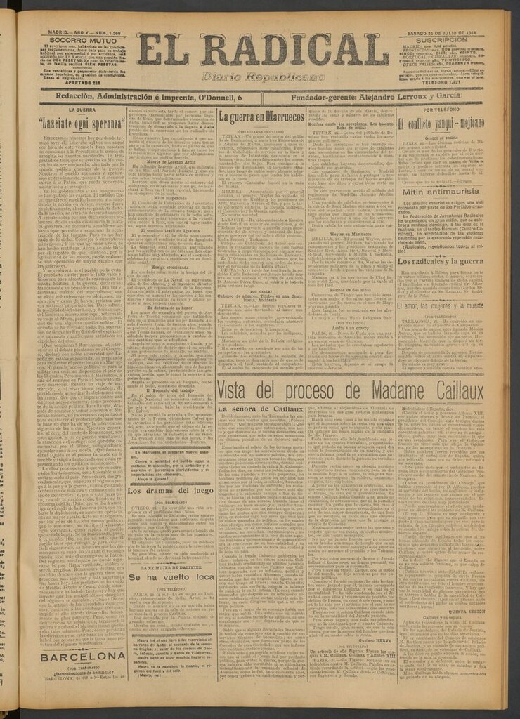 Miniatura de El Radical: diario republicano del 25 de julio de 1914