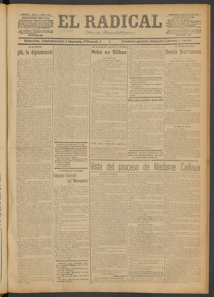 Miniatura de El Radical: diario republicano del 26 de julio de 1914