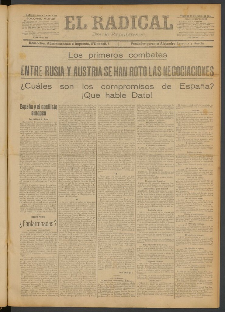 Miniatura de El Radical: diario republicano del 31 de julio de 1914