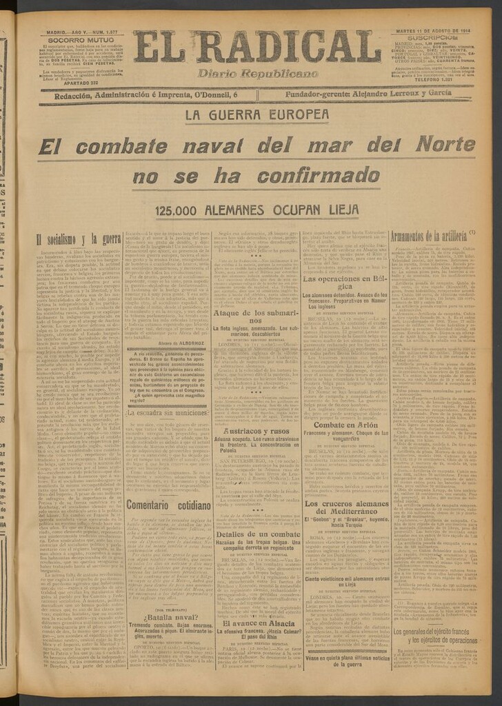 Miniatura de El Radical: diario republicano del 11 de agosto de 1914