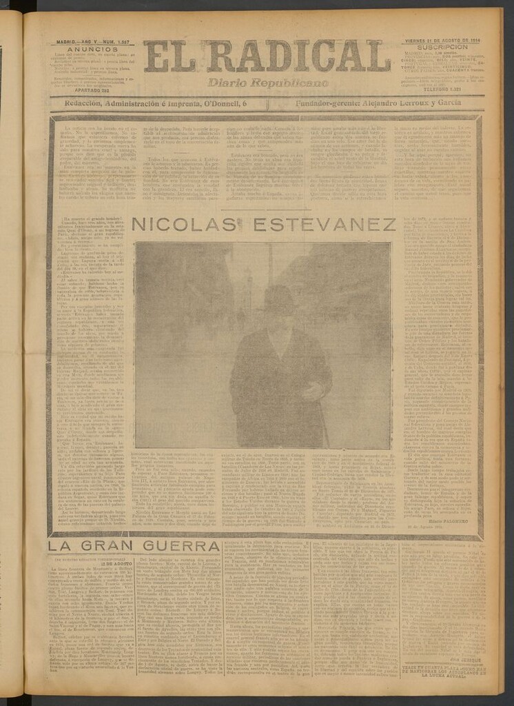 Miniatura de El Radical: diario republicano del 21 de agosto de 1914