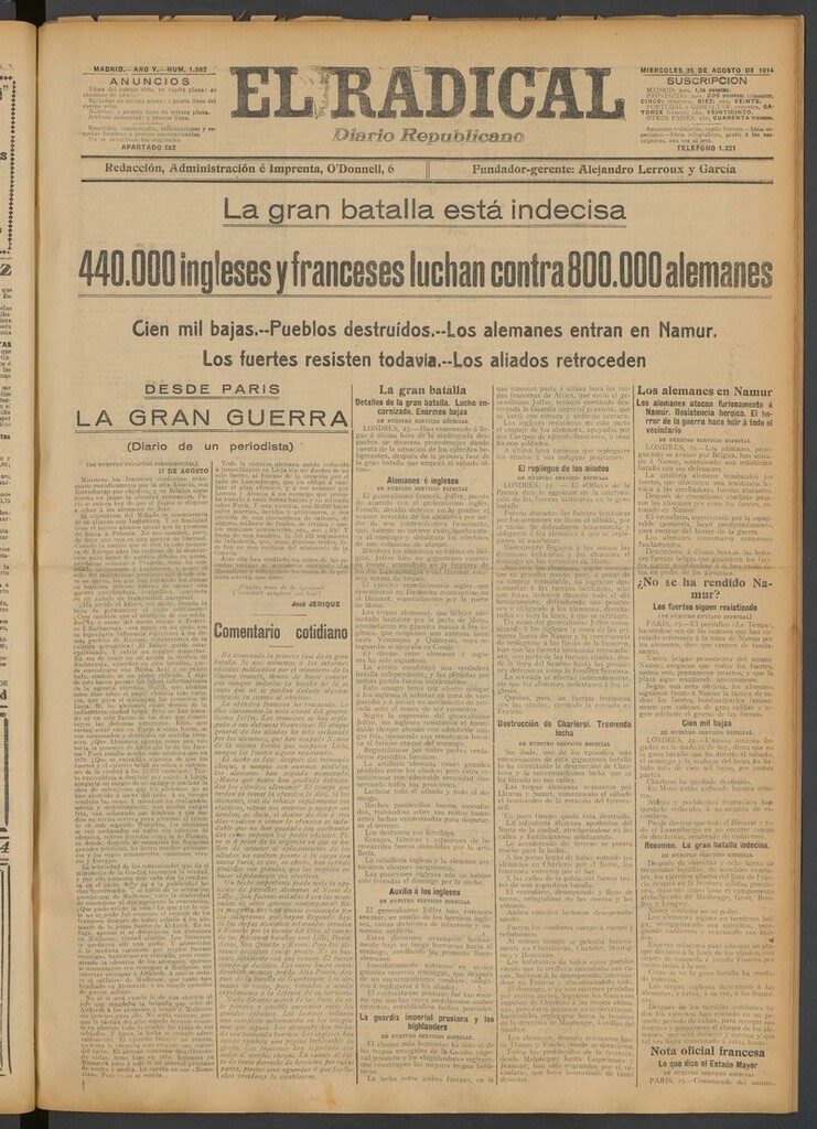 Miniatura de El Radical: diario republicano del 26 de agosto de 1914