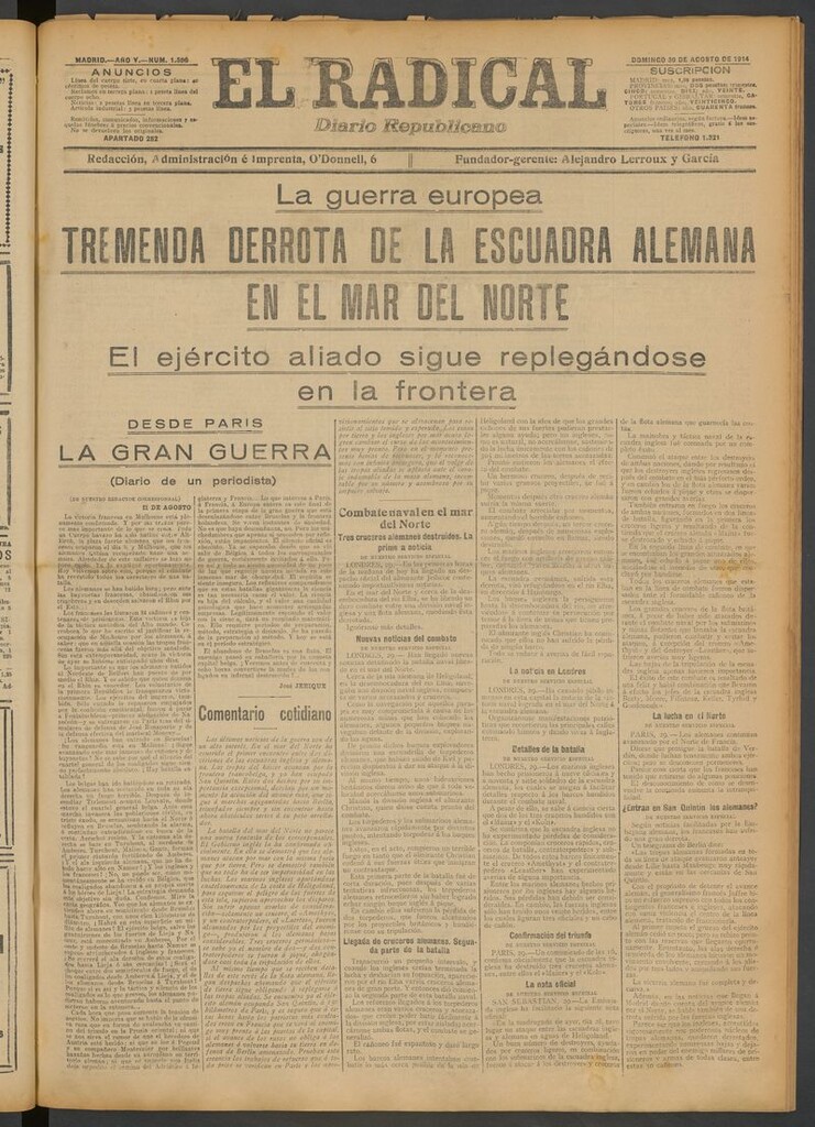 Miniatura de El Radical: diario republicano del 30 de agosto de 1914