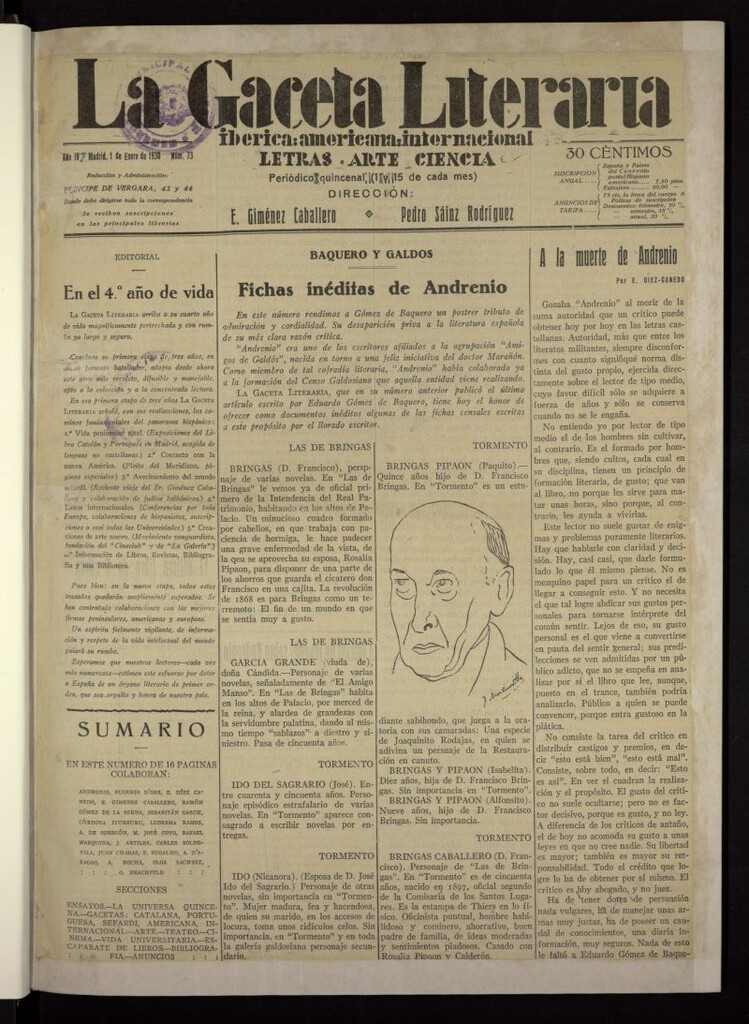 Miniatura de La Gaceta Literaria : ibérica, americana, internacional