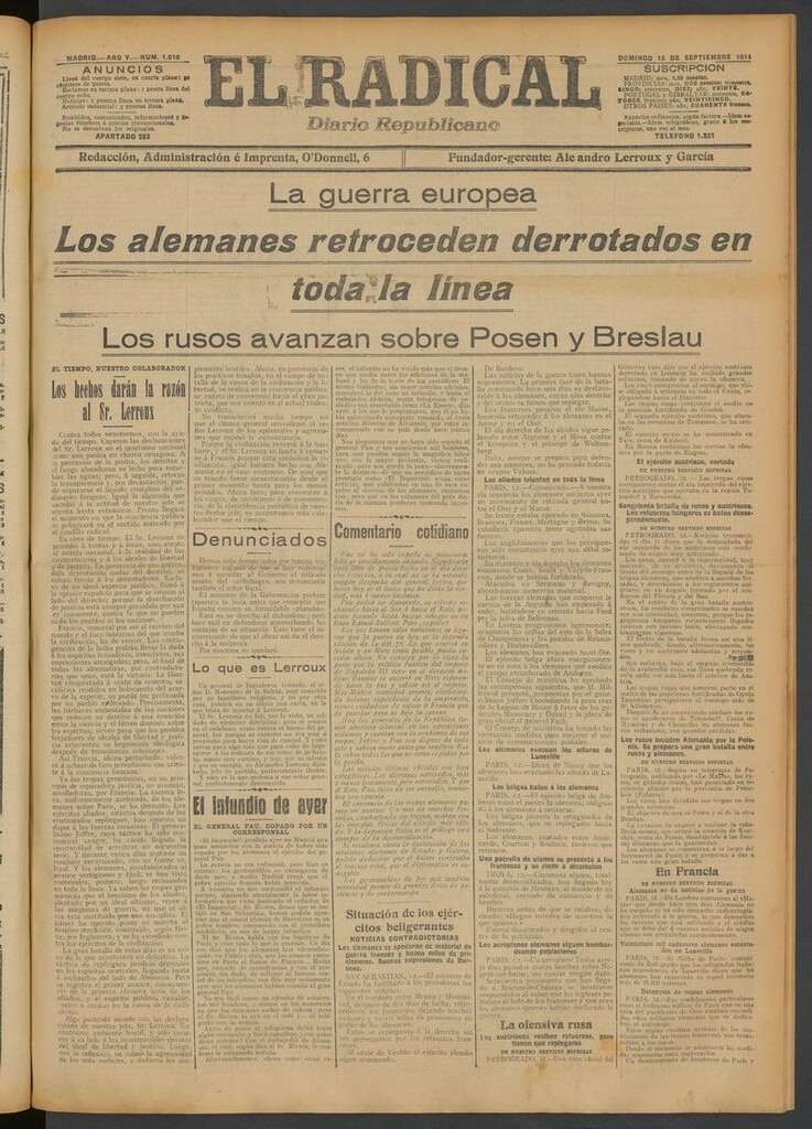 Miniatura de El Radical: diario republicano del 13 de septiembre de 1914