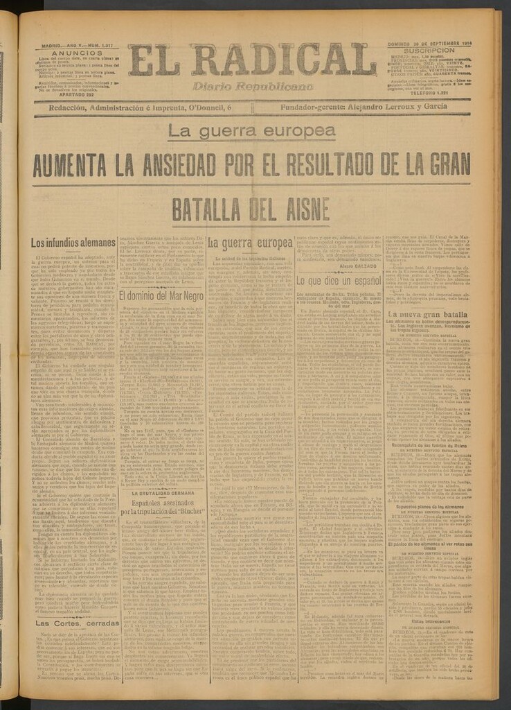 Miniatura de El Radical: diario republicano del 20 de septiembre de 1914