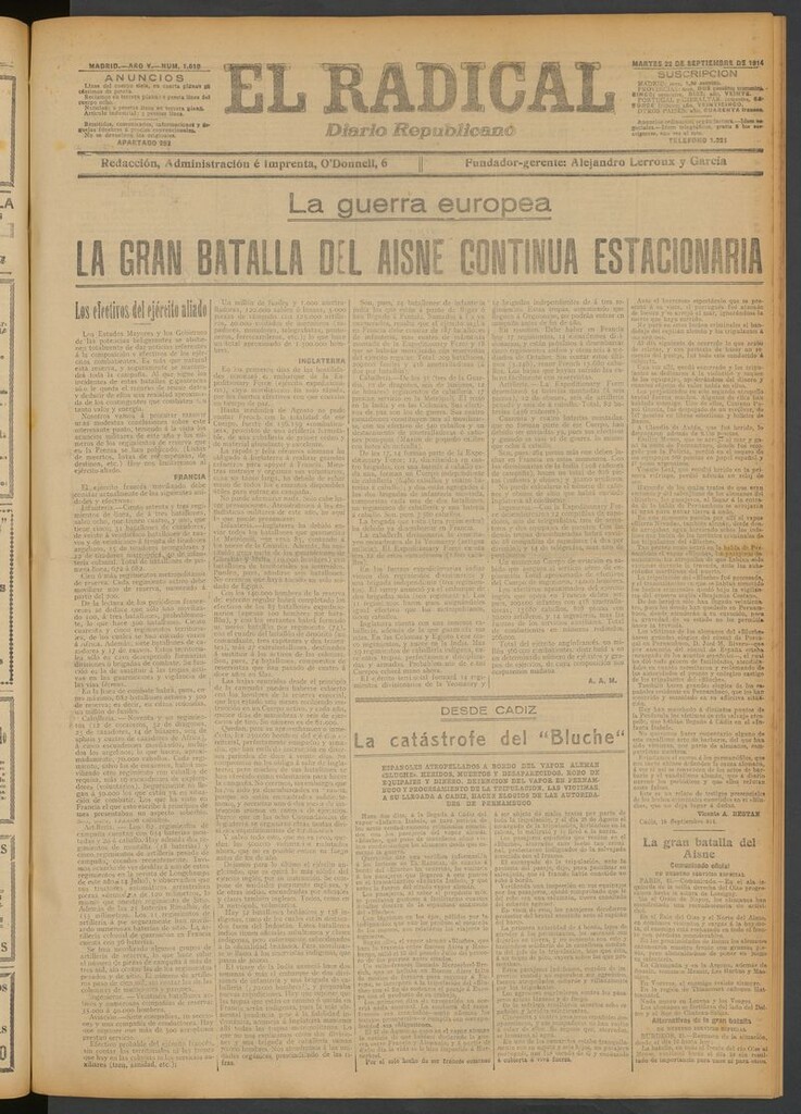 Miniatura de El Radical: diario republicano del 22 de septiembre de 1914