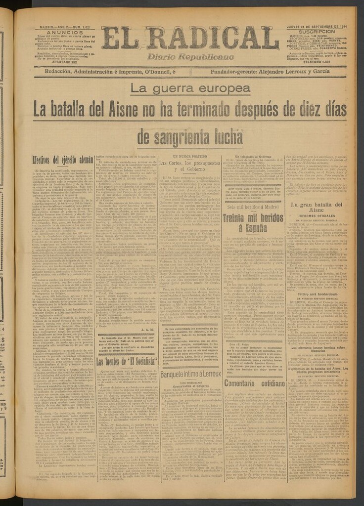 Miniatura de El Radical: diario republicano del 24 de septiembre de 1914