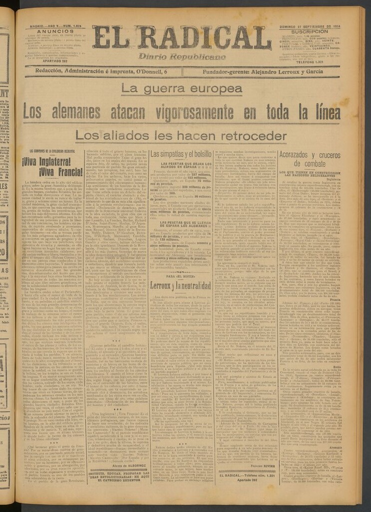 Miniatura de El Radical: diario republicano del 27 de septiembre de 1914