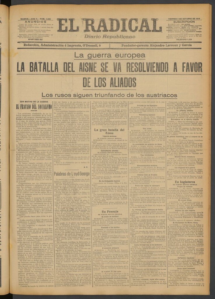 Miniatura de El Radical: diario republicano del 2 de octubre de 1914