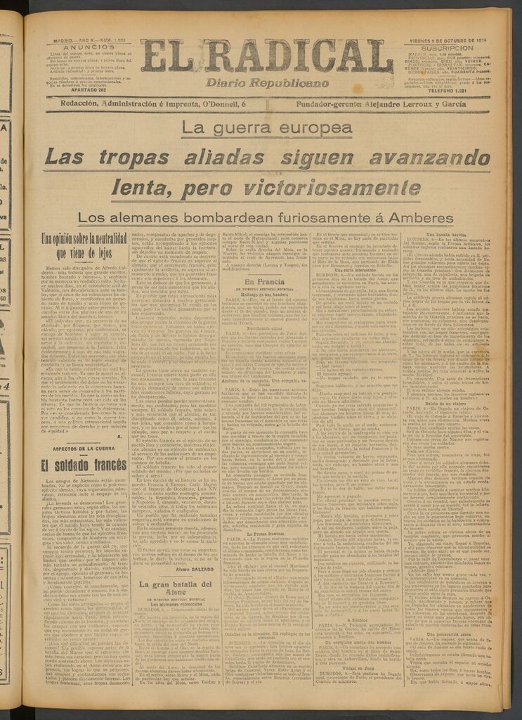 Miniatura de El Radical: diario republicano del 9 de octubre de 1914