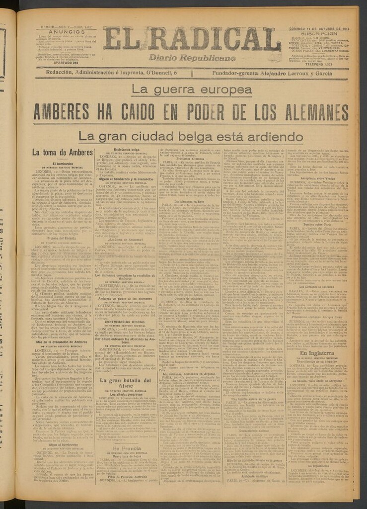 Miniatura de El Radical: diario republicano del 11 de octubre de 1914