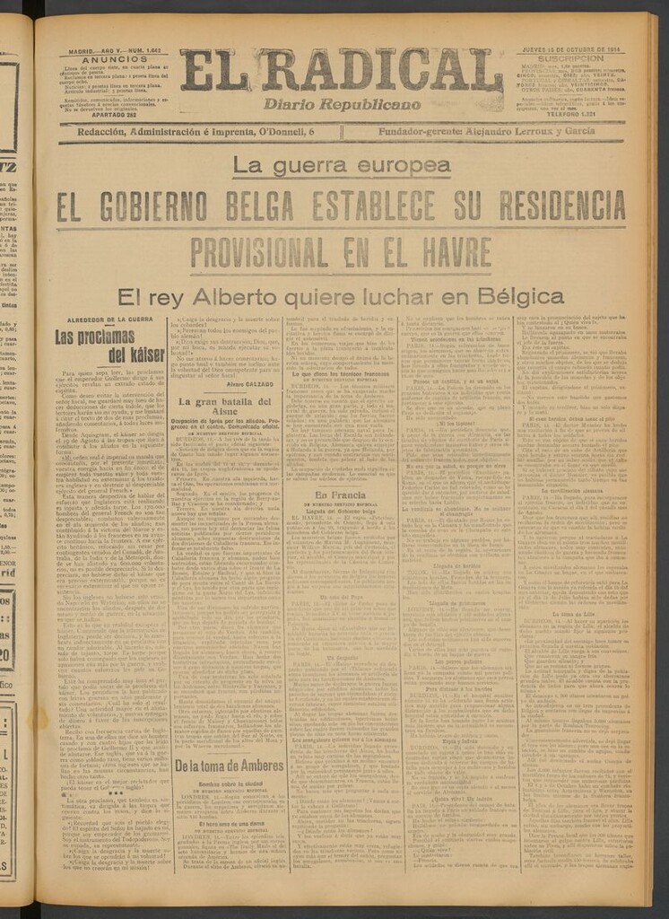 Miniatura de El Radical: diario republicano del 15 de octubre de 1914