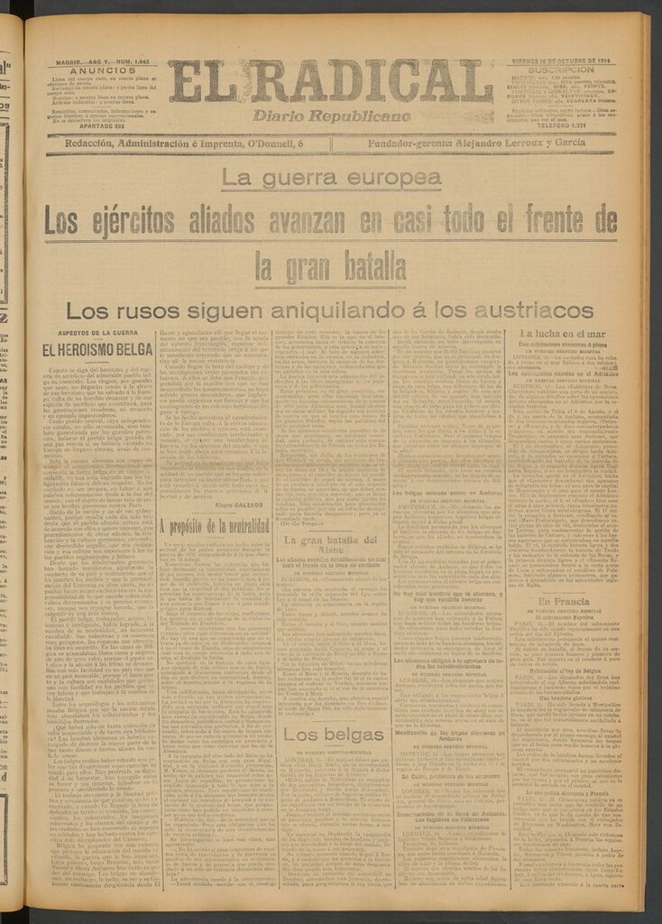 Miniatura de El Radical: diario republicano del 16 de octubre de 1914