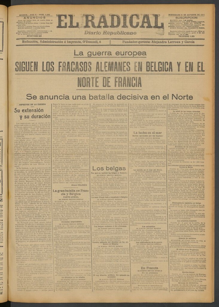 Miniatura de El Radical: diario republicano del 21 de octubre de 1914