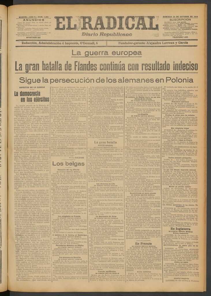 Miniatura de El Radical: diario republicano del 25 de octubre de 1914