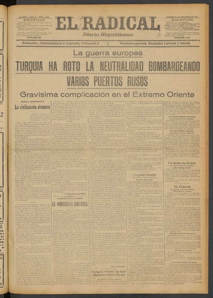 Miniatura de El Radical: diario republicano del 31 de octubre de 1914