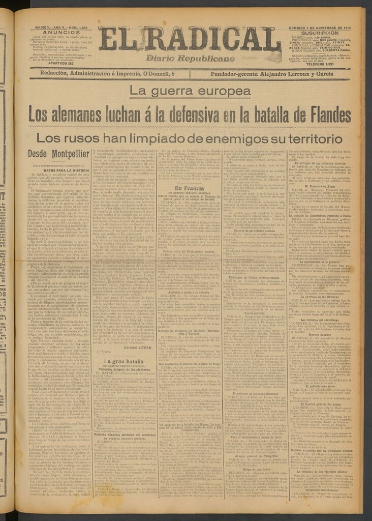 Miniatura de El Radical: diario republicano del 1 de noviembre de 1914
