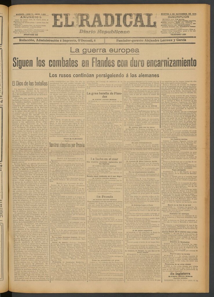Miniatura de El Radical: diario republicano del 3 de noviembre de 1914
