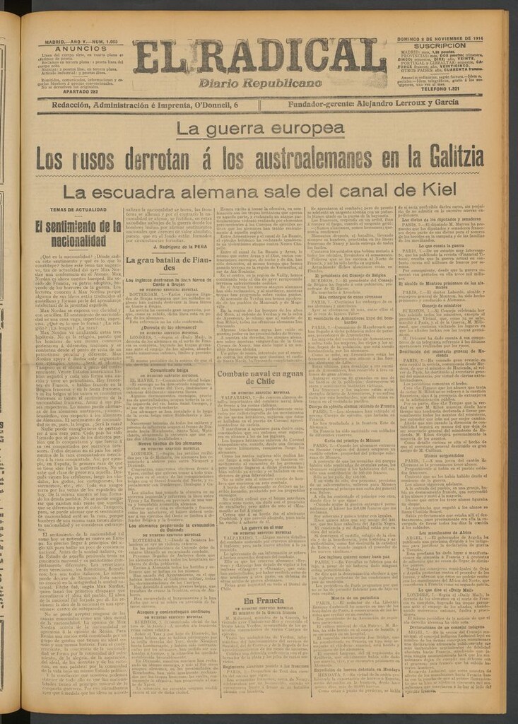 Miniatura de El Radical: diario republicano del 8 de noviembre de 1914