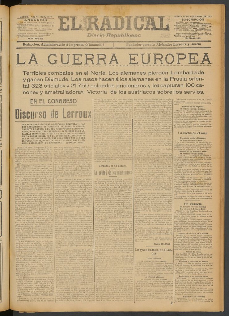 Miniatura de El Radical: diario republicano del 12 de noviembre de 1914