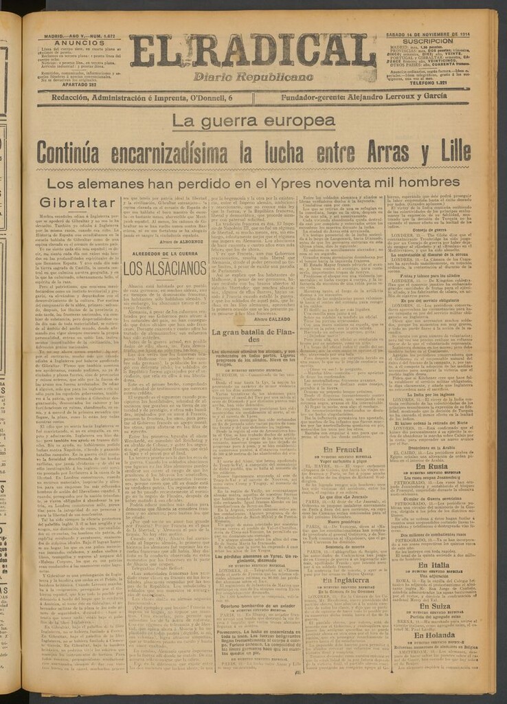 Miniatura de El Radical: diario republicano del 14 de noviembre de 1914