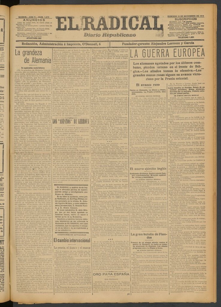 Miniatura de El Radical: diario republicano del 15 de noviembre de 1914