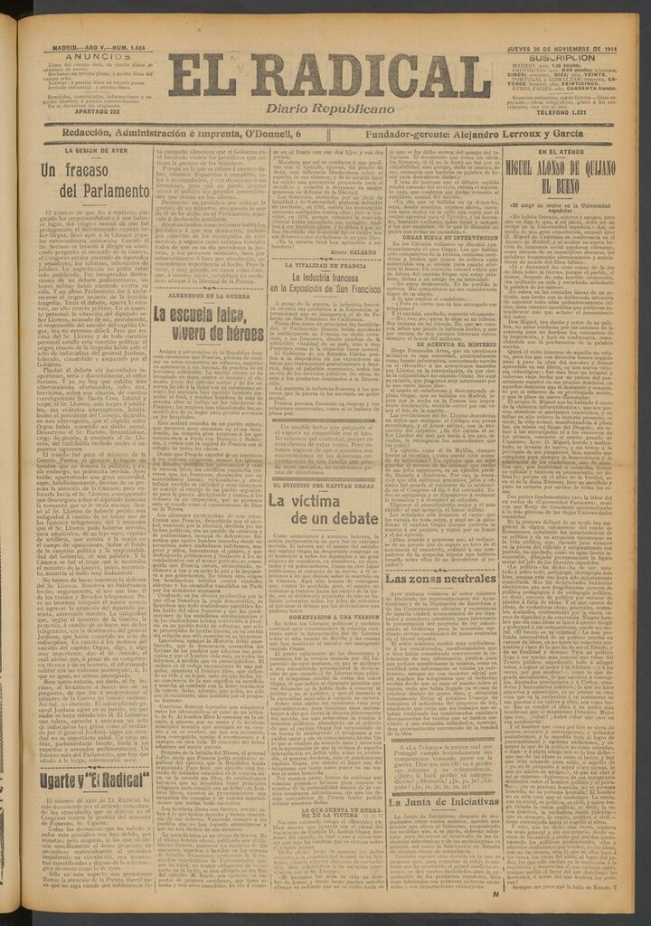 Miniatura de El Radical: diario republicano del 26 de noviembre de 1914