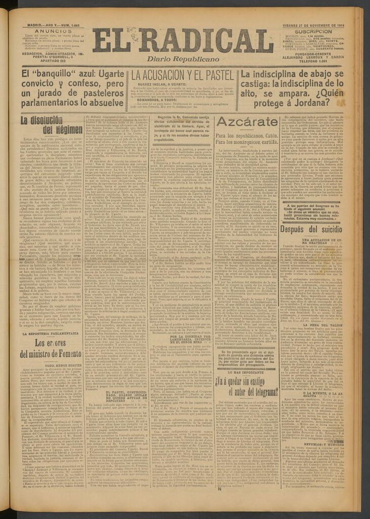 Miniatura de El Radical: diario republicano del 27 de noviembre de 1914