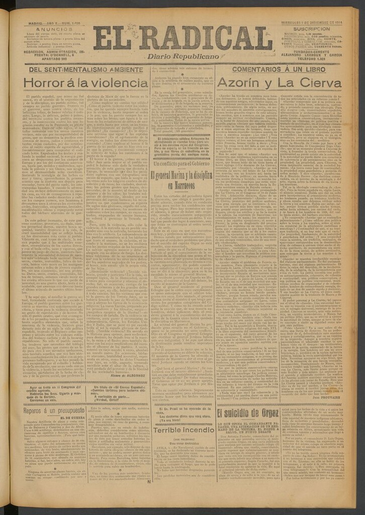 Miniatura de El Radical: diario republicano del 2 de diciembre de 1914