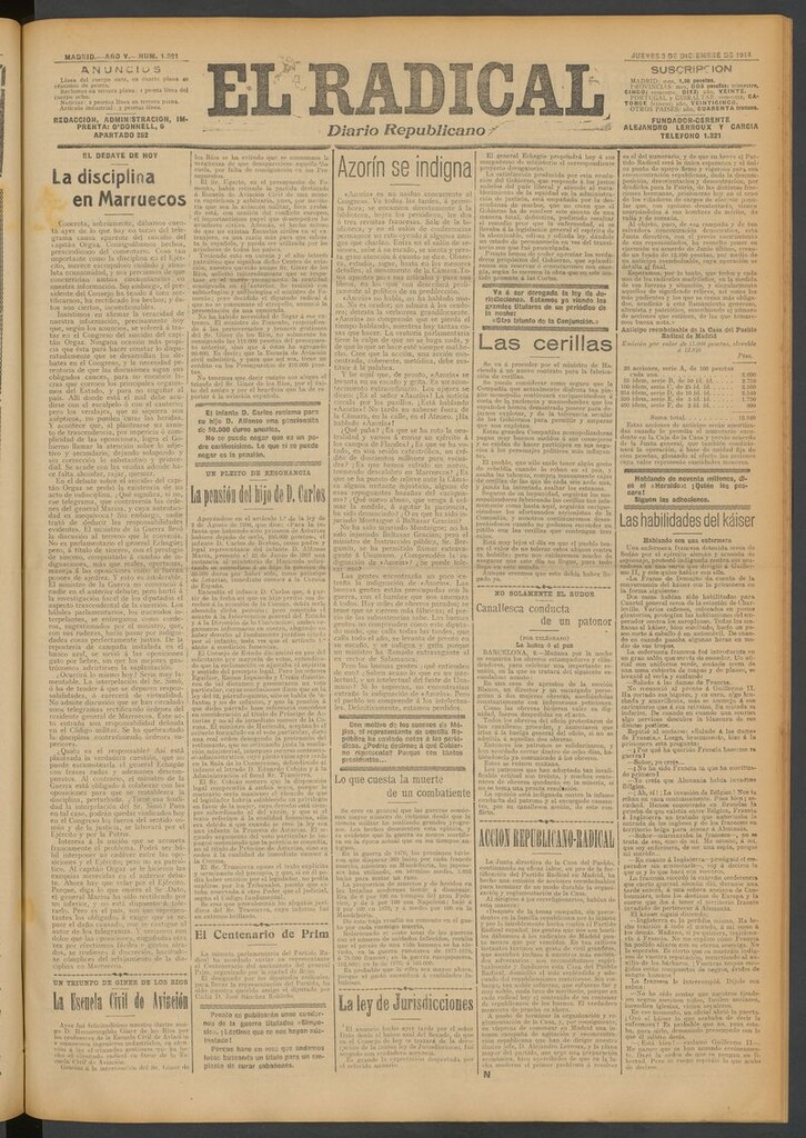 Miniatura de El Radical: diario republicano del 3 de diciembre de 1914