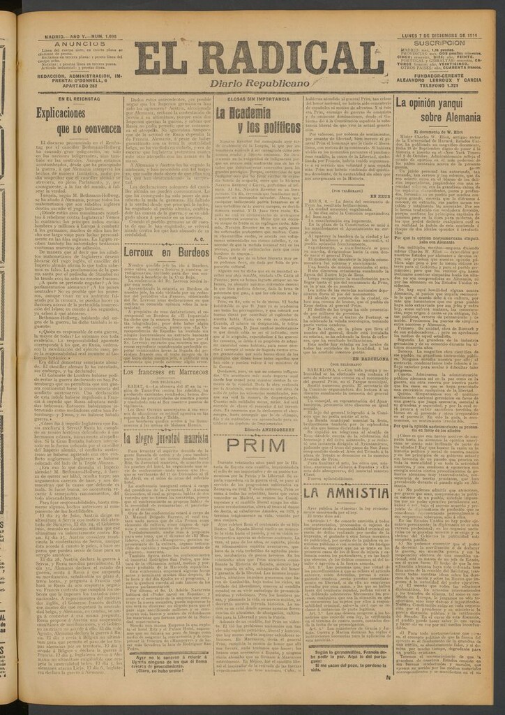 Miniatura de El Radical: diario republicano del 7 de diciembre de 1914