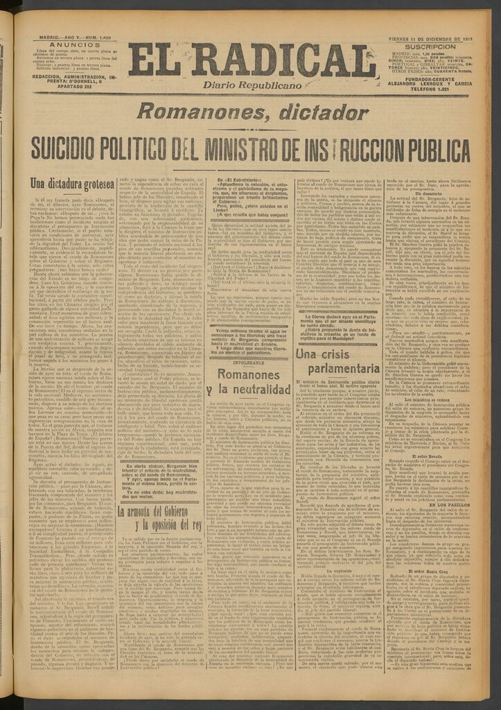 Miniatura de El Radical: diario republicano del 11 de diciembre de 1914