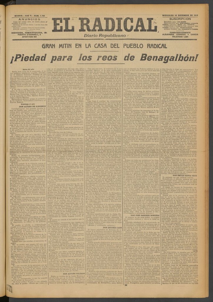 Miniatura de El Radical: diario republicano del 16 de diciembre de 1914