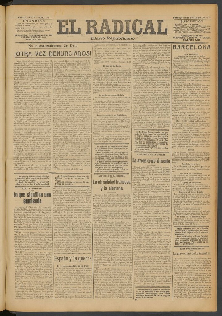 Miniatura de El Radical: diario republicano del 20 de diciembre de 1914