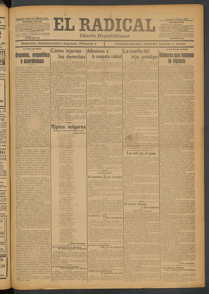 Miniatura de El Radical: diario republicano del 6 de enero de 1913